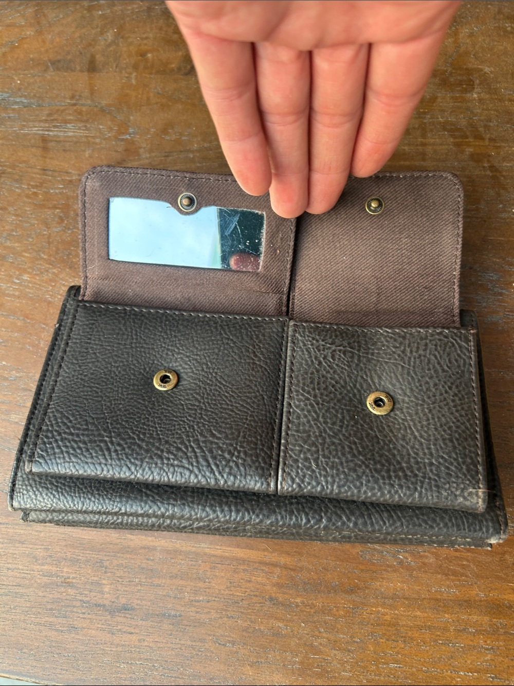 Vintage Black Faux Leather Envelope Wallet with Gold Accent - Picture 12 of 13